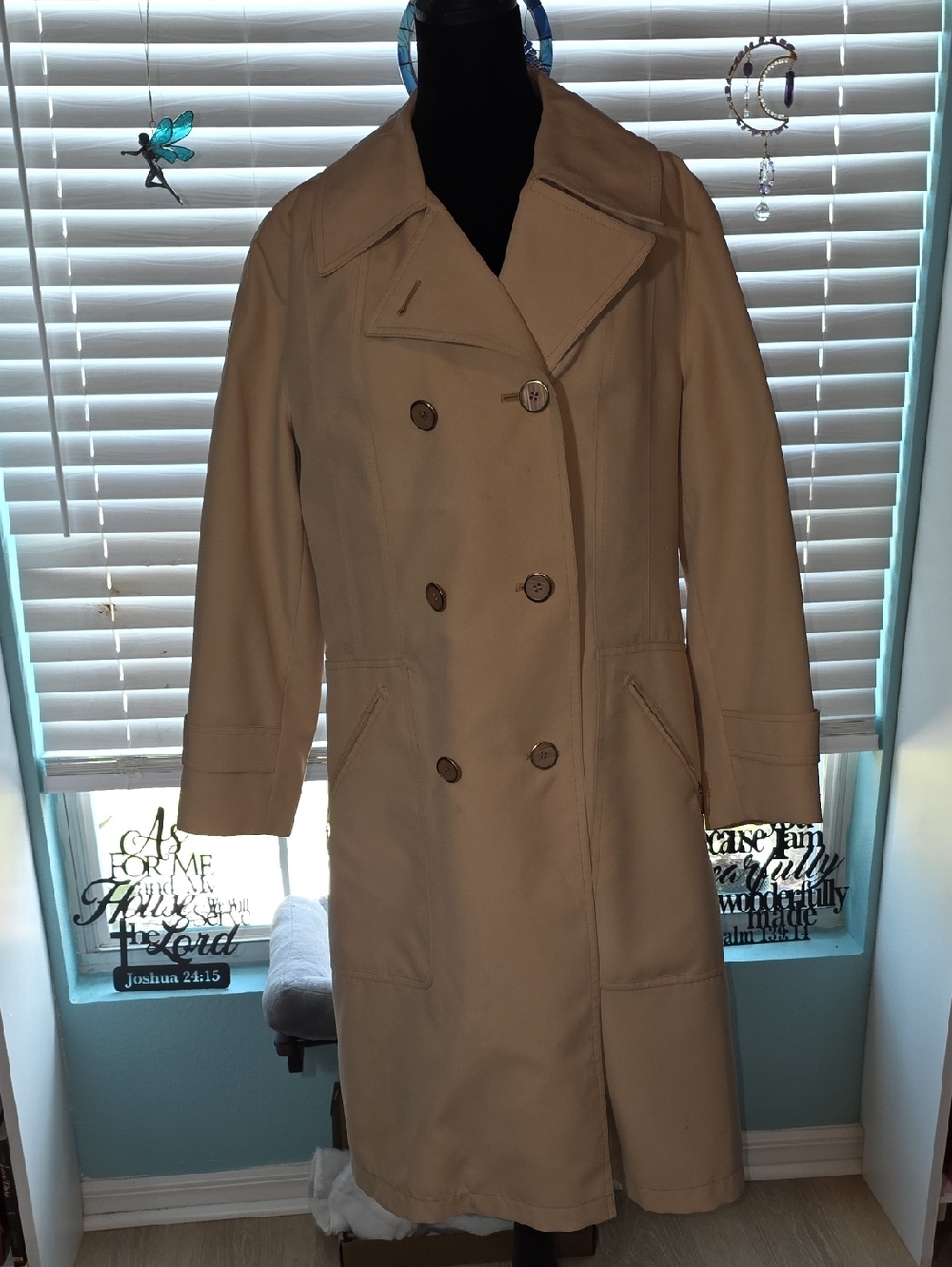 Women's Double-Breasted Cream Trench Coat